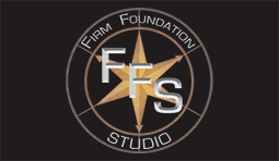 firm foundation studio company logo branding black and gold seven compass